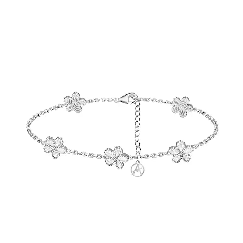 Edelstahl Armband 5 Blumen in Zirkon