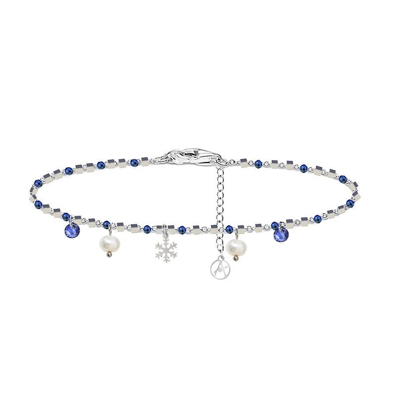 Armband mit Schneeflocken-Anhänger, Perle & Zirkonia