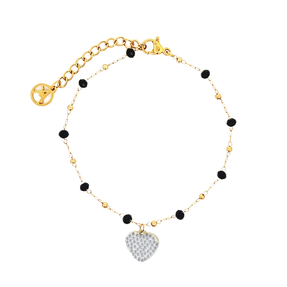 Herz-Kristall-Armband aus Edelstahl
