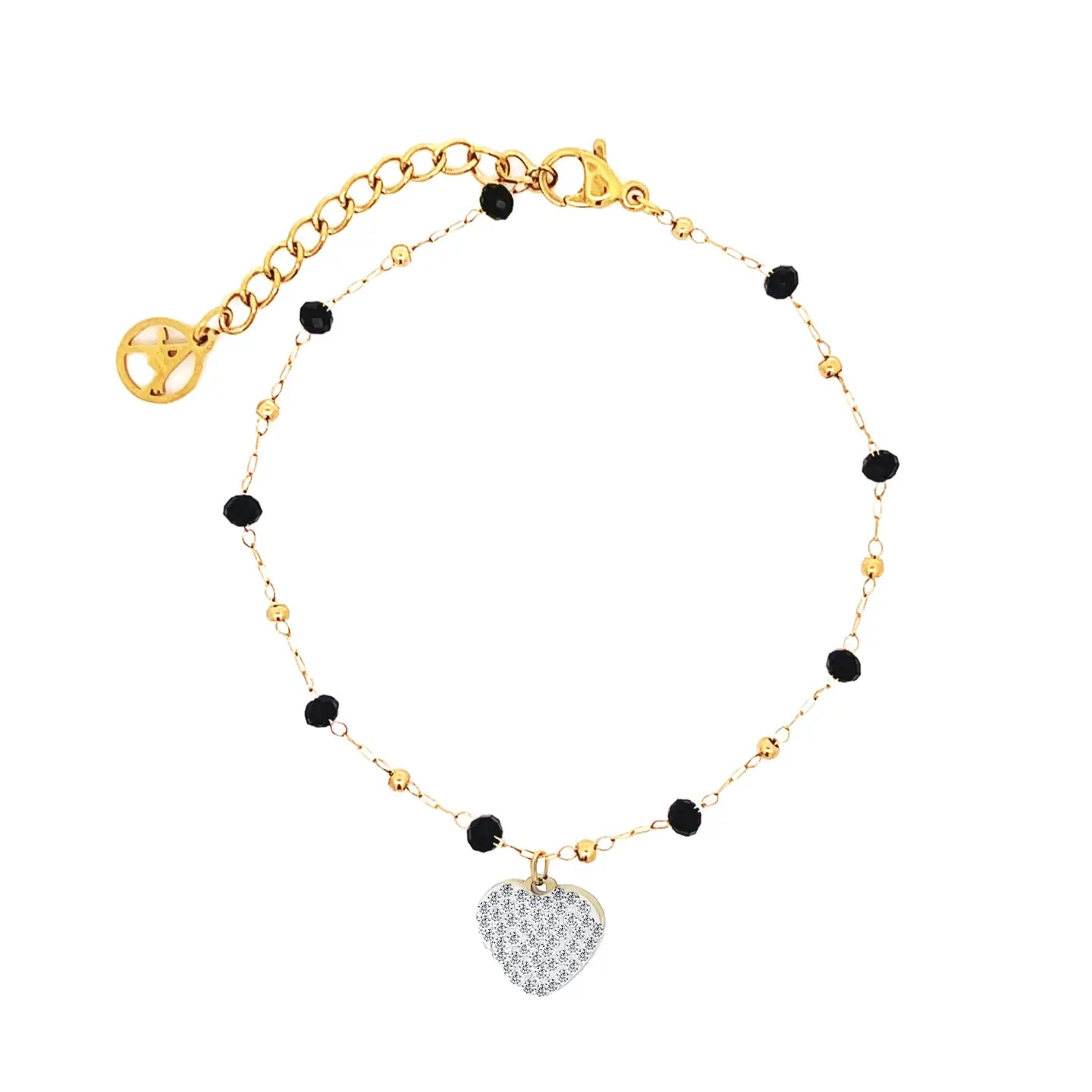 Herz-Kristall-Armband aus Edelstahl