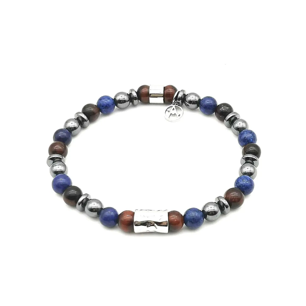 Elastisches Herrenarmband mit Natursteinen
