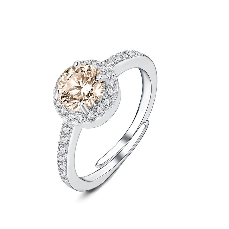 Verstellbarer Ring mit rundem Zirkon