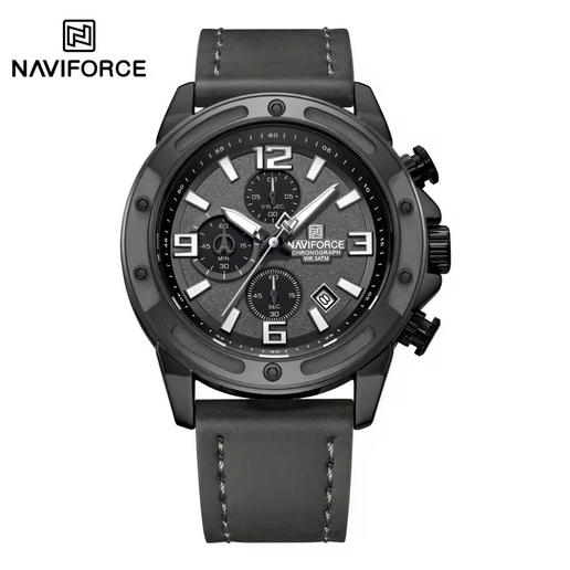 NAVIFORCE Chronograph Herrenuhr mit Echtlederarmband