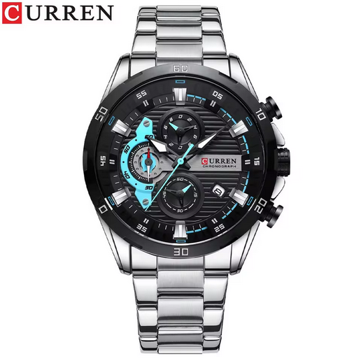 CURREN Herren Chronograph – Edelstahl, leuchtend, 3 ATM