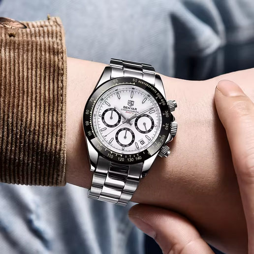 BENYAR Herren Chronograph –  Edelstahl, Quarzuhr