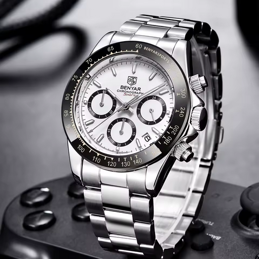 BENYAR Herren Chronograph –  Edelstahl, Quarzuhr