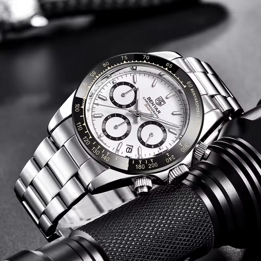 BENYAR Herren Chronograph –  Edelstahl, Quarzuhr