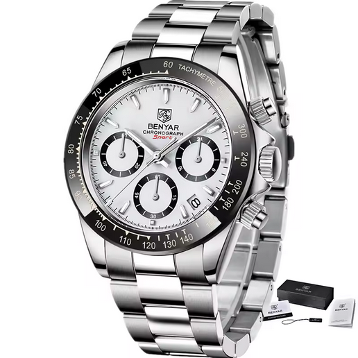 BENYAR Herren Chronograph –  Edelstahl, Quarzuhr