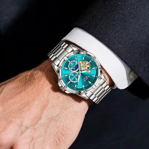 LIGE Herren Automatikuhr – Tourbillon, Edelstahl, 5 ATM