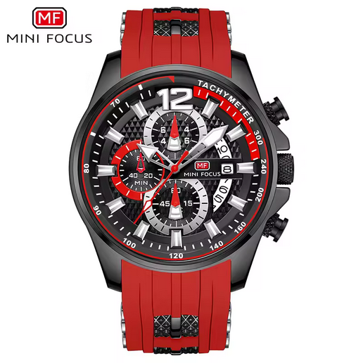 MINI FOCUS Herren Uhr – Chronograph mit Silikonband