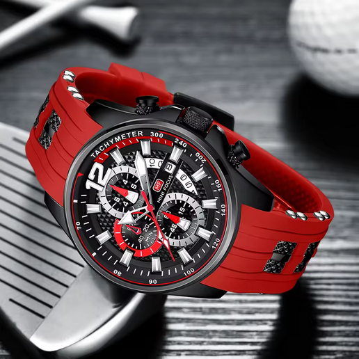 MINI FOCUS Herren Uhr – Chronograph mit Silikonband