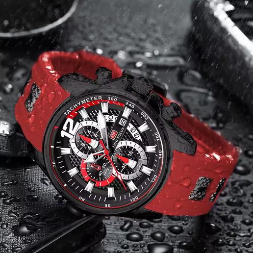 MINI FOCUS Herren Uhr – Chronograph mit Silikonband