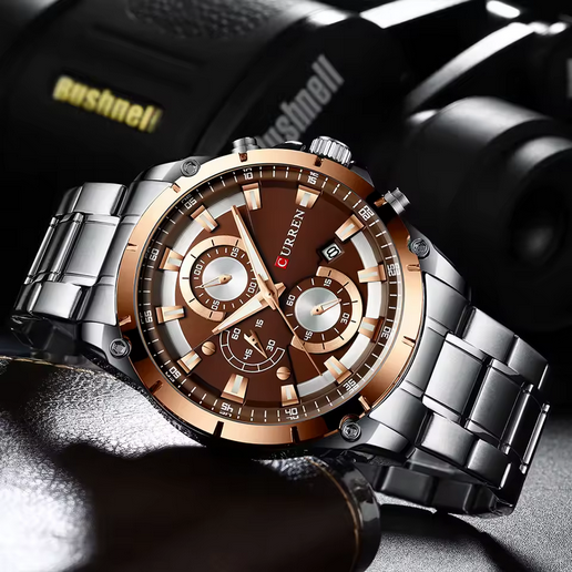 CURREN Herren Chronograph – Edelstahlarmband, 3 ATM