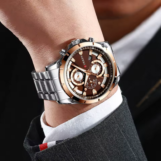 CURREN Herren Chronograph – Edelstahlarmband, 3 ATM