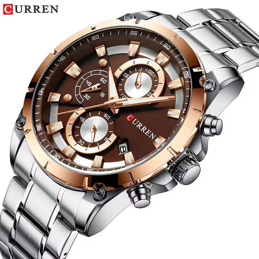 CURREN Herren Chronograph – Edelstahlarmband, 3 ATM