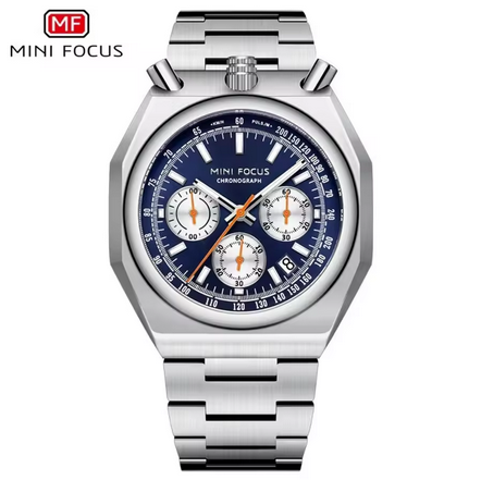 MINI FOCUS Herren Chronograph Uhr – Edelstahl, 3 ATM