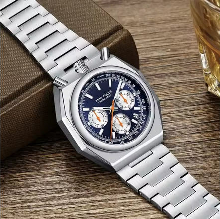 MINI FOCUS Herren Chronograph Uhr – Edelstahl, 3 ATM