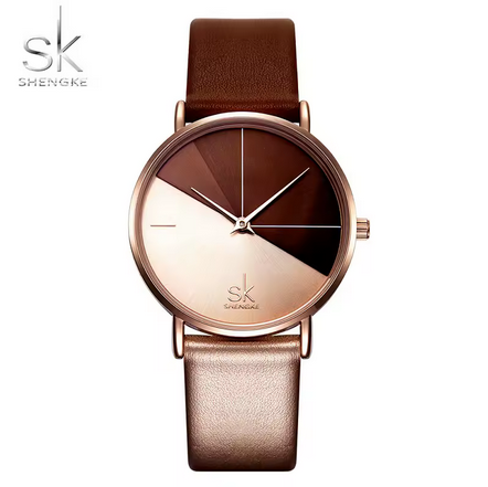 Shengke Damen Quarzuhr – Lederarmband, 3 ATM