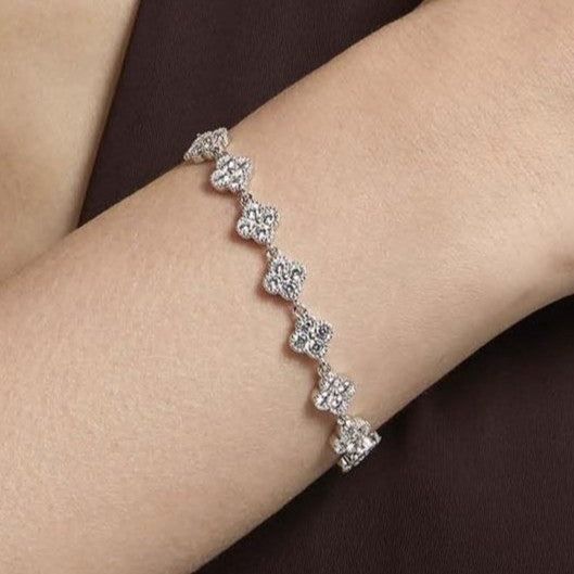 Vierblättriges Kleeblatt-Armband mit Zirkon