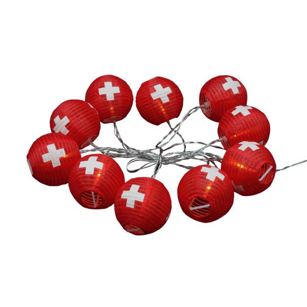 Nischenkauf.ch - Nachhaltige LED Solar Lampionkette mit Schweizerfahne